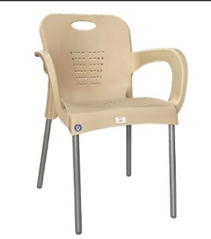 SILLA PLASTICA C-PATAS D-METAL BEIGE